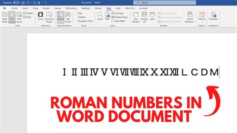 how to type roman numerals in word document