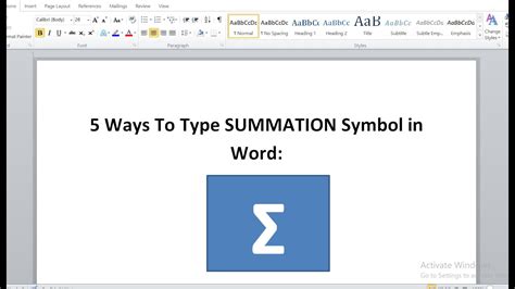 how to type summation symbol in word mobile