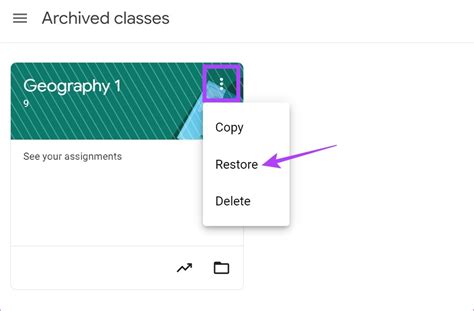how to unarchive class in google classroom