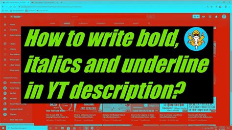 how to underline text in youtube description