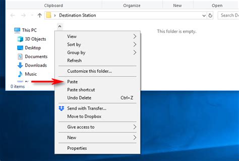 how to undo cut and paste in windows 10