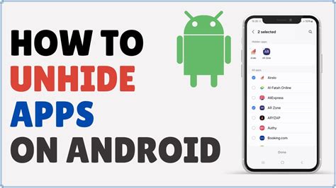 how to unhide apps on android without notification bar