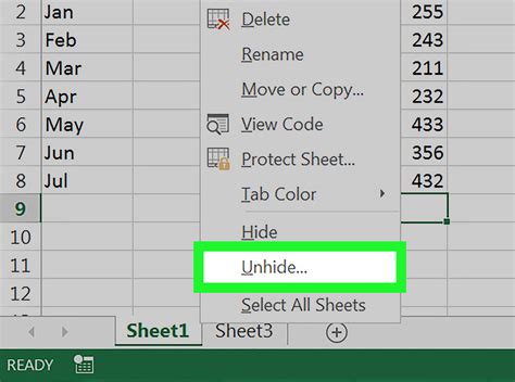 how to unhide excel worksheet