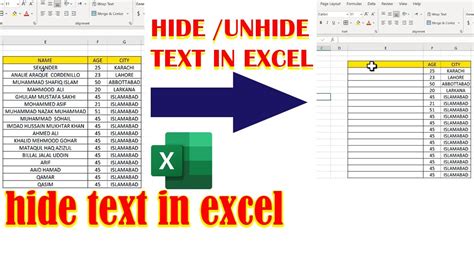 how to unhide hidden text in excel