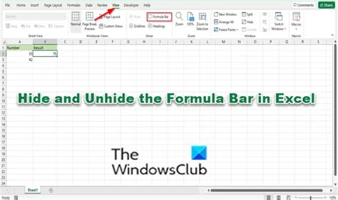 how to unhide top menu bar in excel