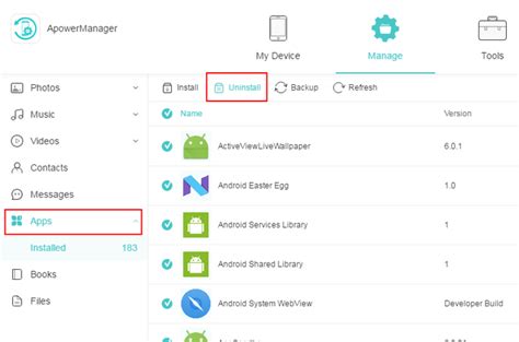 how to uninstall app on android using pc