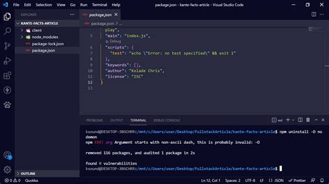 how to uninstall npm in visual studio code