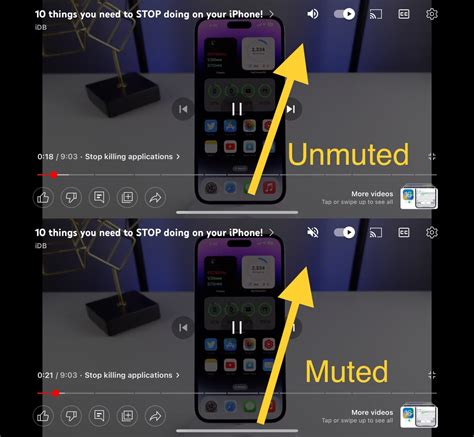 how to unmute youtube app