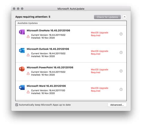 how to update microsoft 365 apps on mac