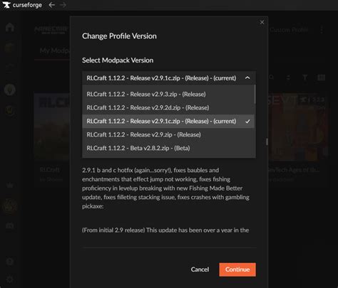how to update mods in a modpack curseforge