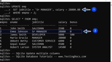 how to update multiple columns in sqlite