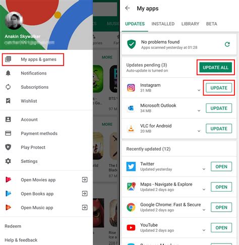 how to update my apps automatically
