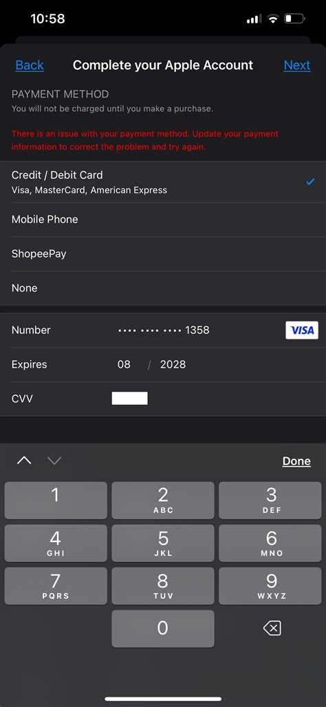how to update my payment method on iphone