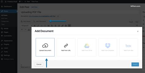 how to upload pdf file in wordpress