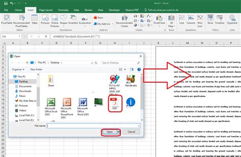 how to upload pdf in excel