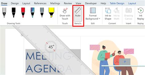 how to use a ruler to draw a straight line in word