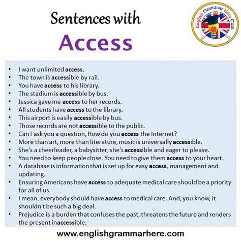 how to use access in a sentence for class 10