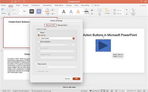 how to use action settings in powerpoint