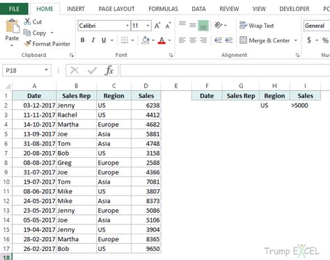 how to use advanced search in excel