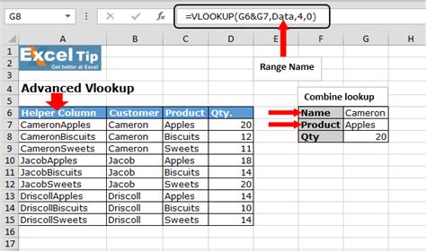 how to use advanced vlookup in excel