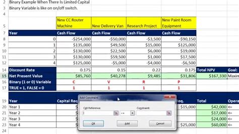 how to use binary variables in excel solver