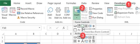 how to use checkbox form control in excel