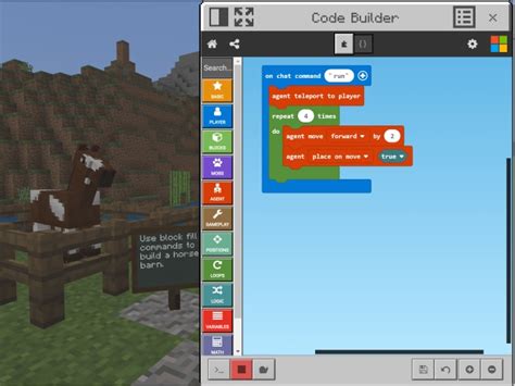 how to use code builder in minecraft bedrock