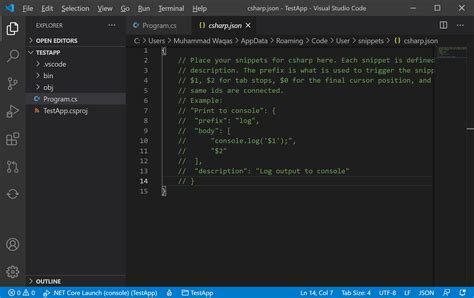 how to use code snippet in visual studio
