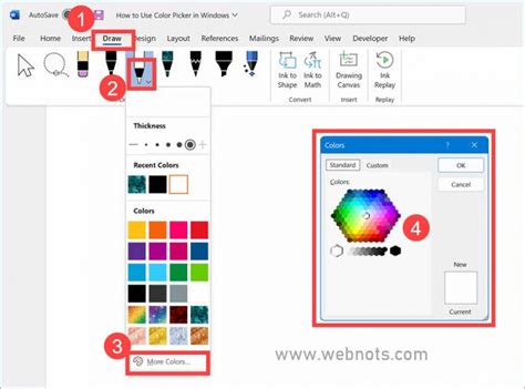how to use color picker in word