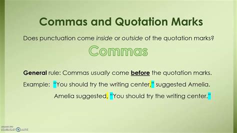 how to use commas with quotation marks