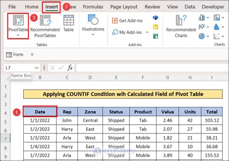 how to use countif in excel pivot table