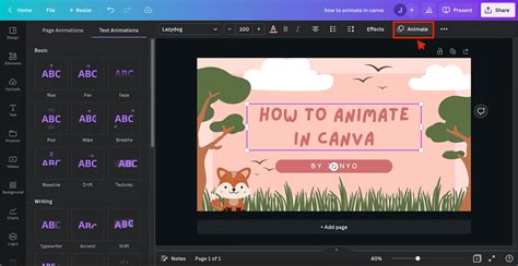 how to use create an animation in canva