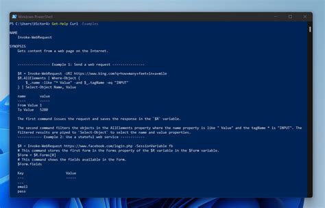 how to use curl command in windows powershell
