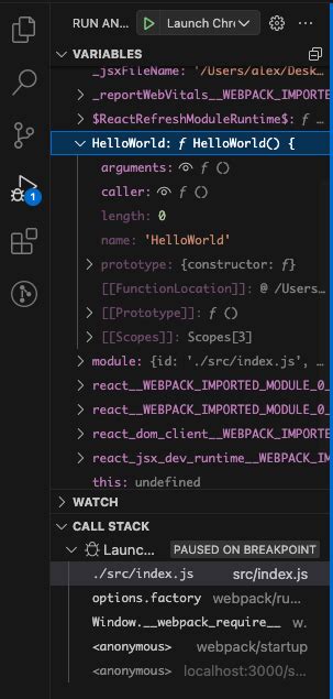 how to use debug in visual studio code react js