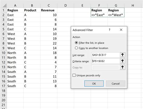 how to use does not contain filter in excel for multiple values