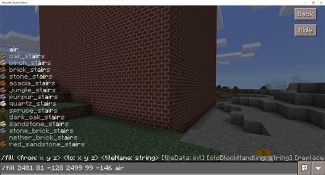 how to use fill command minecraft switch