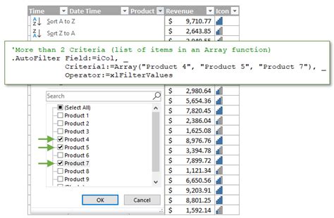 how to use filter function in vba