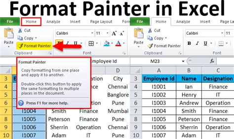 how to use format painter in excel