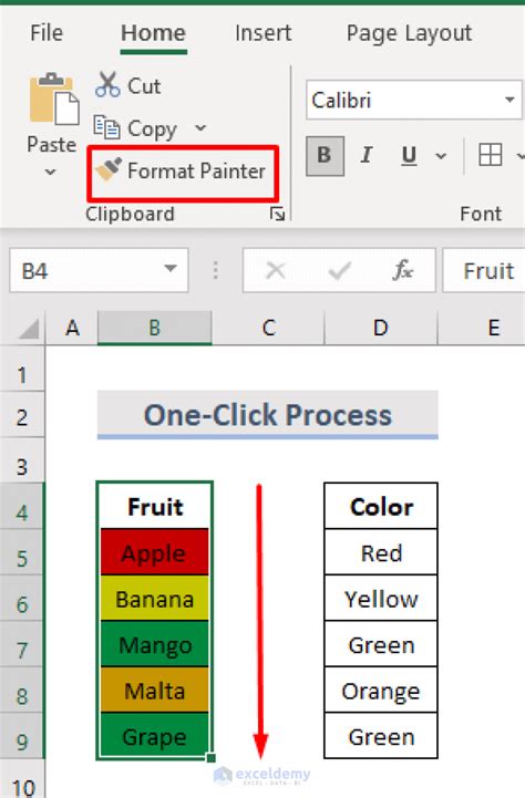 how to use format painter in excel for multiple cells