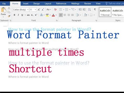 how to use format painter in word multiple times