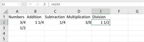 how to use fraction in excel formula