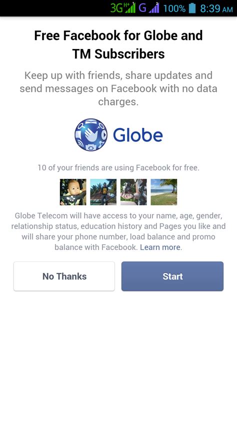 how to use free facebook on iphone globe