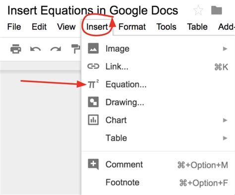 how to use google docs equation