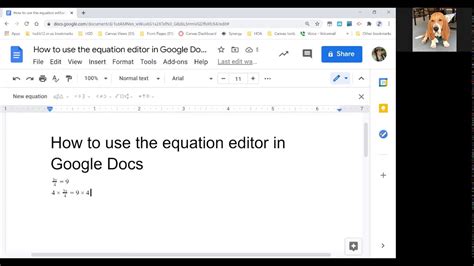 how to use google docs equation editor
