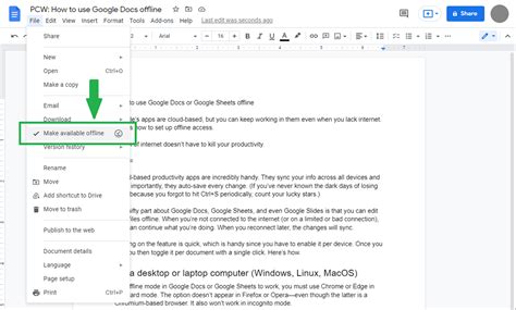 how to use google sheets in offline mode