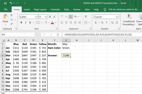 how to use index match function