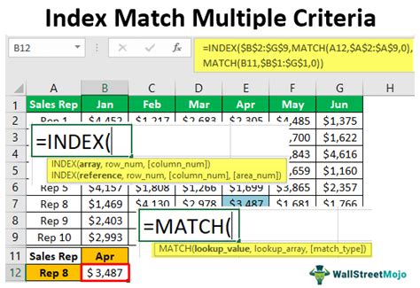how to use index match function in excel for multiple criteria