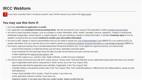 how to use ircc webform
