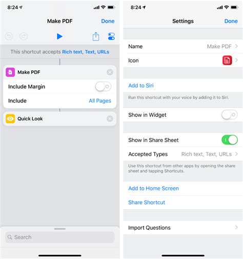 how to use make pdf shortcut
