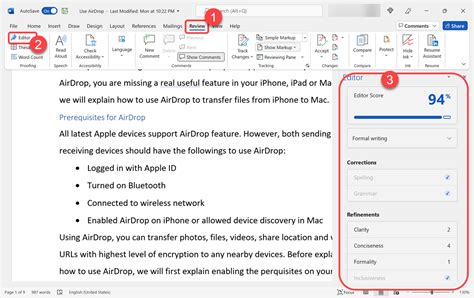 how to use microsoft word editing tool